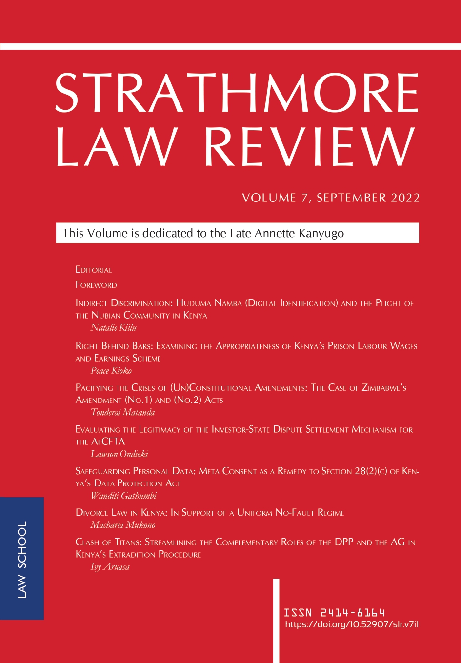 					View Vol. 7 No. 1 (2022): Strathmore Law Review
				