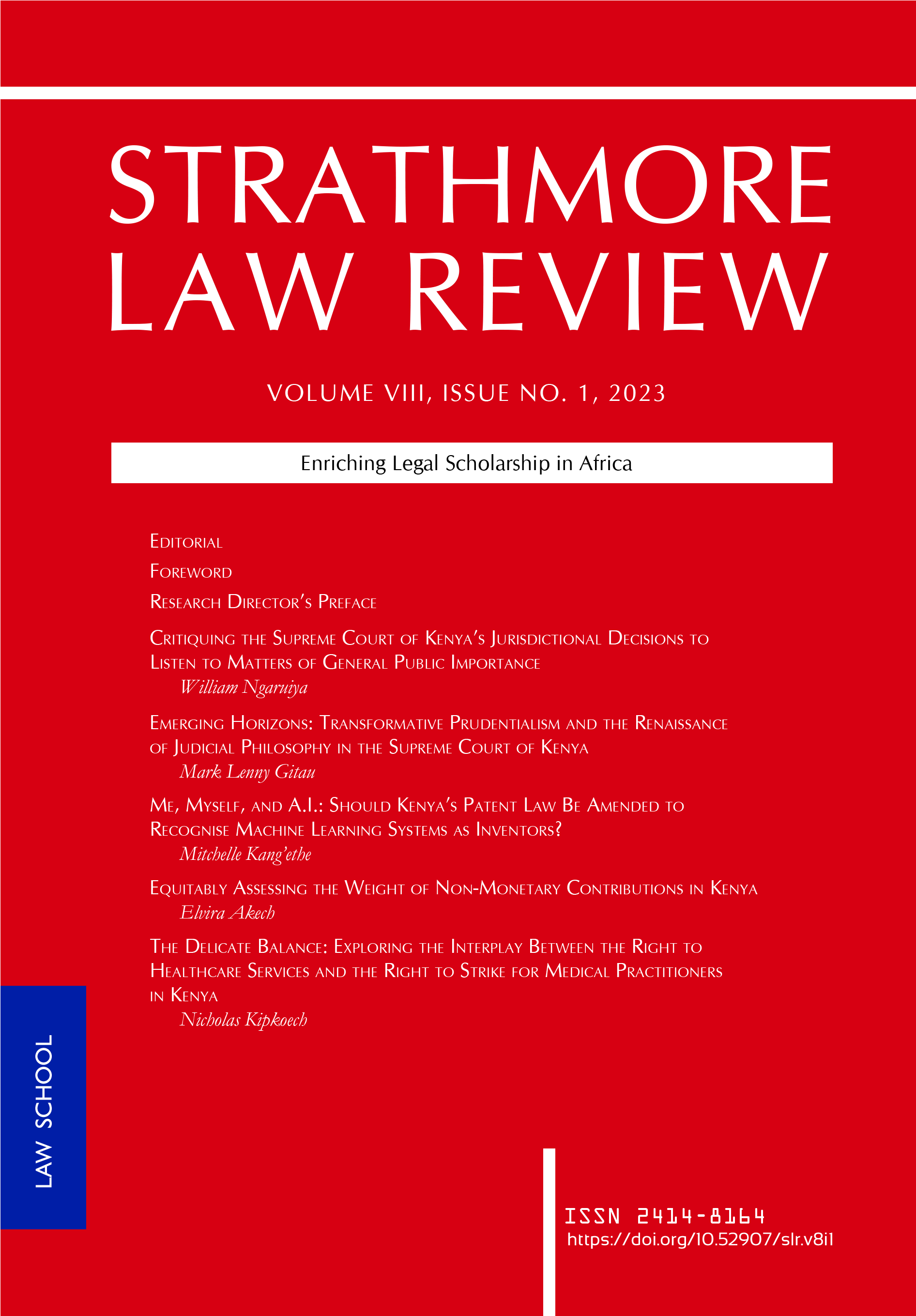 					View Vol. 8 No. 1 (2023): Strathmore Law Review
				